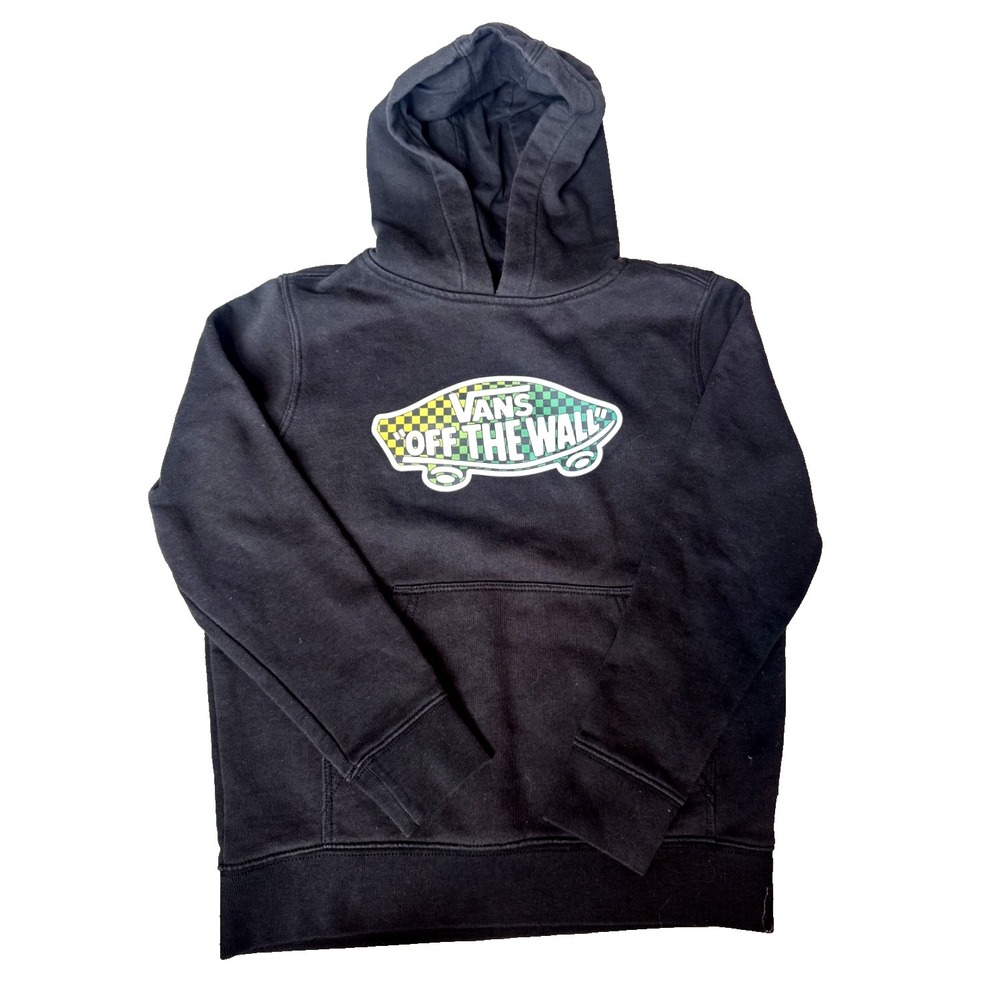 Vans Kids Boys Off the Wall Graphic Black‎ Hoodie Logo Youth Size Small